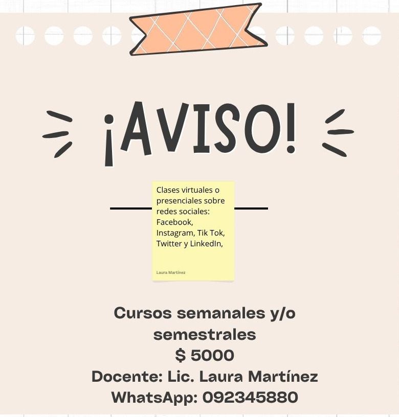 Clases particulares de redes sociales: Facebook, Instagram, Tik Tok y Linkedin