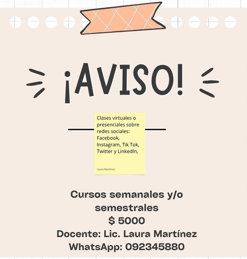 Clases particulares de redes sociales: Facebook, Instagram, Tik Tok y Linkedin